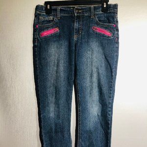 Jordache Pink Skull Zipper Pockets Girls Jeans S16